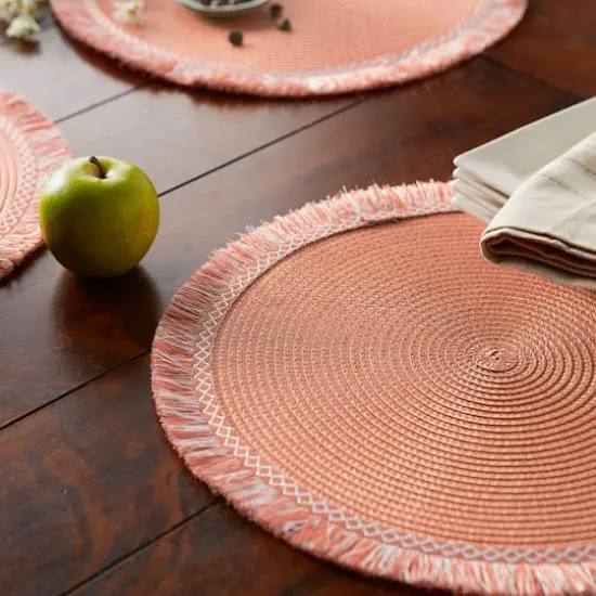 DII&reg; Round Fringed Placemats, 6ct. Spice {5}