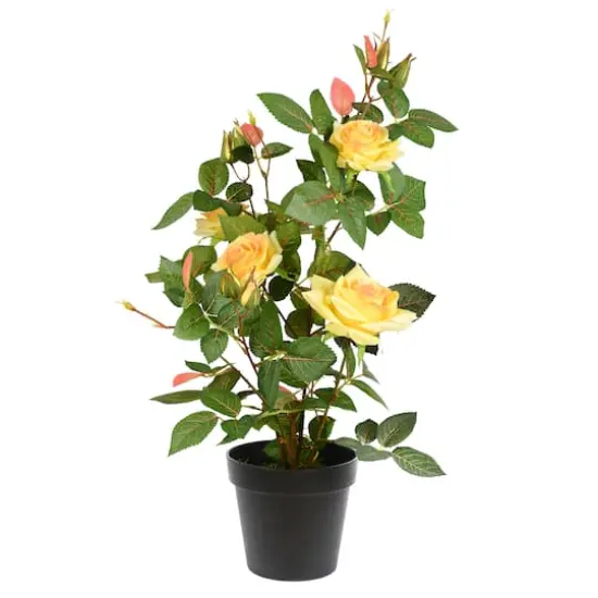 21" Artificial Yellow Rose Plant in Pot {1}
