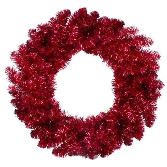 24" Red Metallic Double Tinsel Christmas Wreath {1}