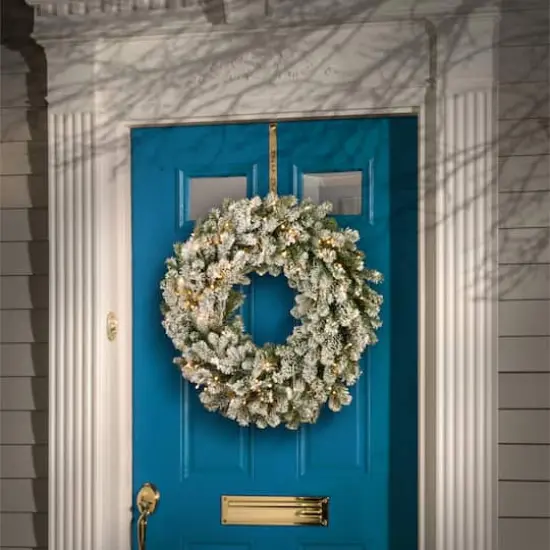24" LED Snowy Sheffield Spruce Wreath {3}