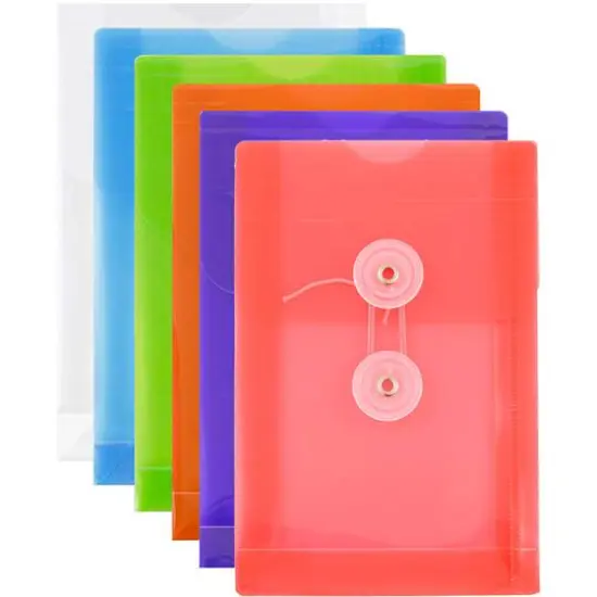 JAM Paper 4.25" x 6.25" Mixed Plastic Button String Open End Envelopes, 12ct. {1}