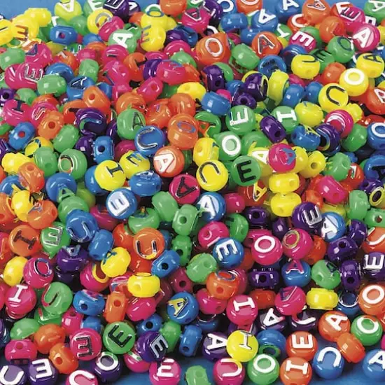 The Beadery&reg; Neon Plastic Vowel Beads, 10mm {1}