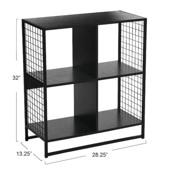 Household Essentials 28" 4-Compartment Trellis Storage Bookshelf Black {4}