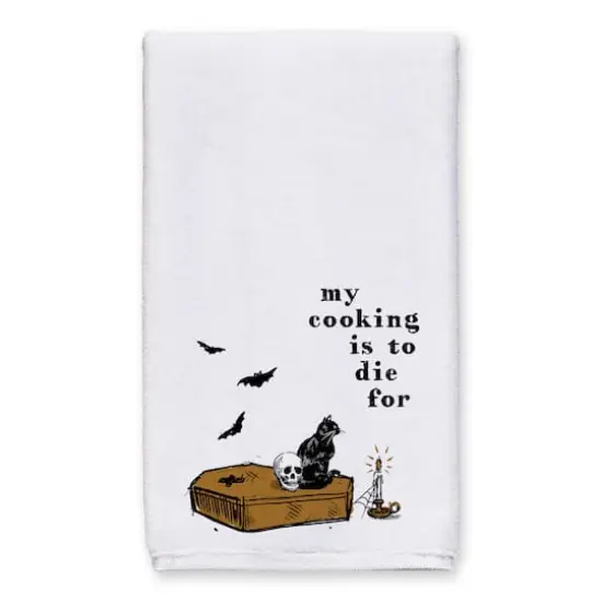 Halloween Coffin Vintage Pattern Tea Towel Set {5}