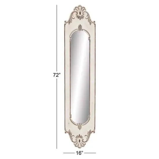 White Vintage Wood Wall Mirror, 72" x 16" {6}