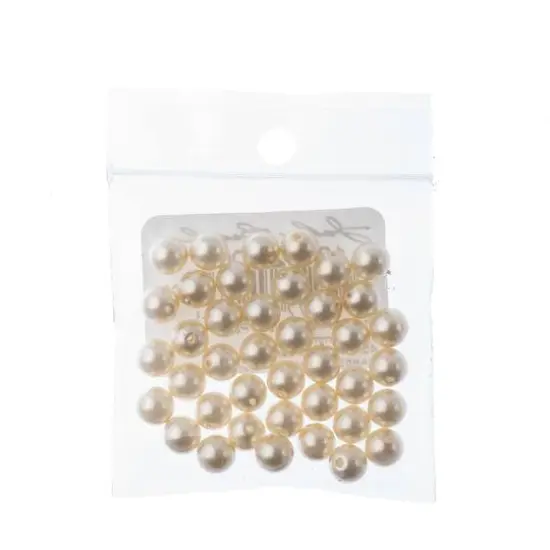 Preciosa Maxima 6mm Glass Nacre Pearls, 40ct. Light Creamrose {3}