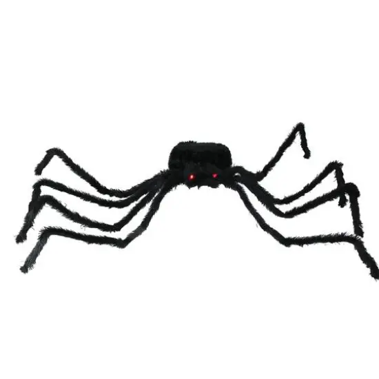 44" Lighted Black Spider with Red Eyes Halloween Decoration {1}