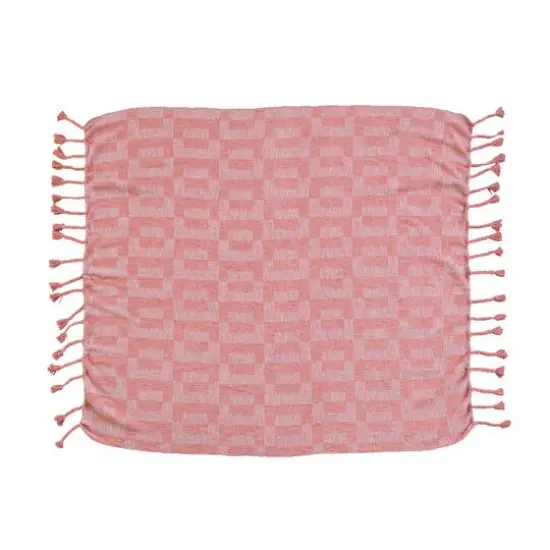 Hello Honey&reg; Pink Geometric Throw Blanket with Braided Fringe {3}