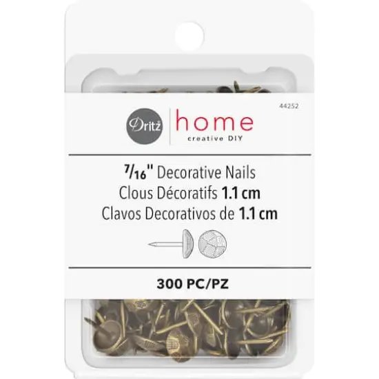 Dritz&reg; Home 7/16" Antique Brass Hammered Decorative Nails, 300ct. {1}
