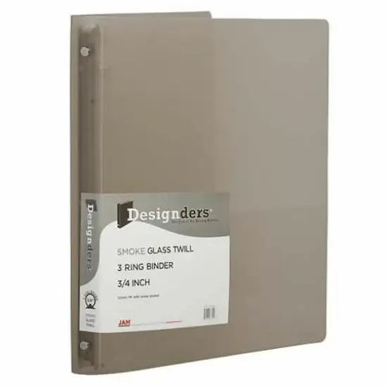 JAM Paper 3/4" Smoke Gray Glass Twill Plastic 3-Ring Binders, 4ct. {1}