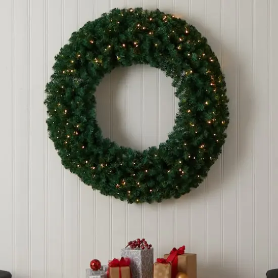 48" White LED Lights Artificial Christmas Wreath {5}