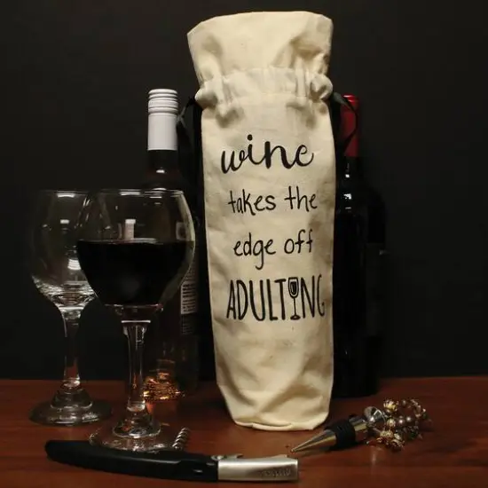 Personality Case&trade; Adulting Canvas Wine Bag {3}