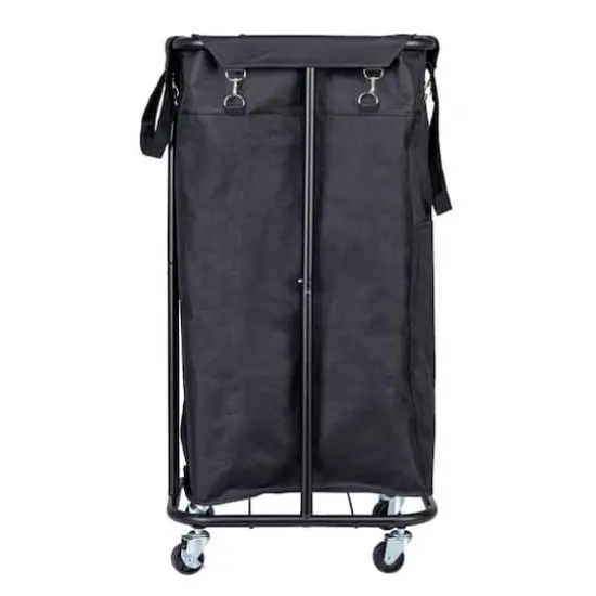 Household Essentials 30.5" Black Rolling Laundry Hamper {10}