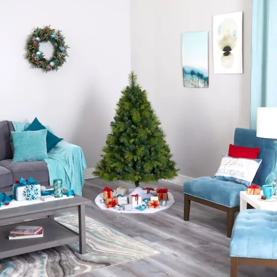 5ft. Pre-Lit North Carolina Mixed Pine Artificial Christmas Tree, Warm White LED Lights {6}