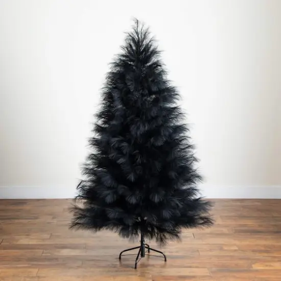 6ft. Artificial Halloween Black Pampas Grass Christmas Tree {6}