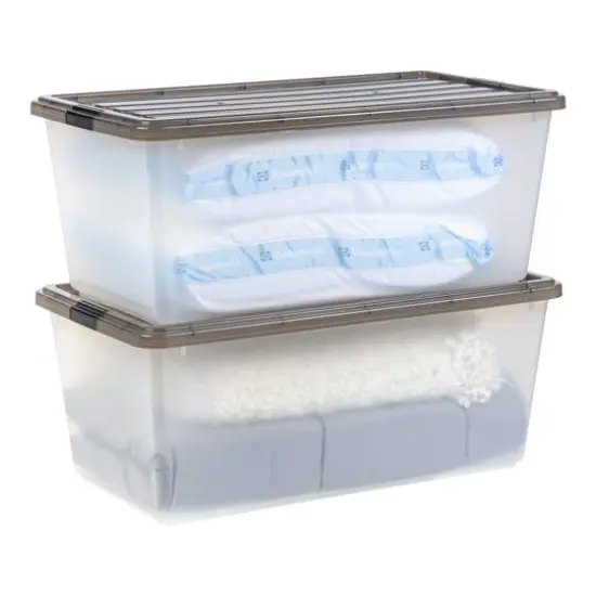 Iris® 91qt. Clear View Plastic Storage Bins with Gray Latching Buckle Lids, 4ct. {9}