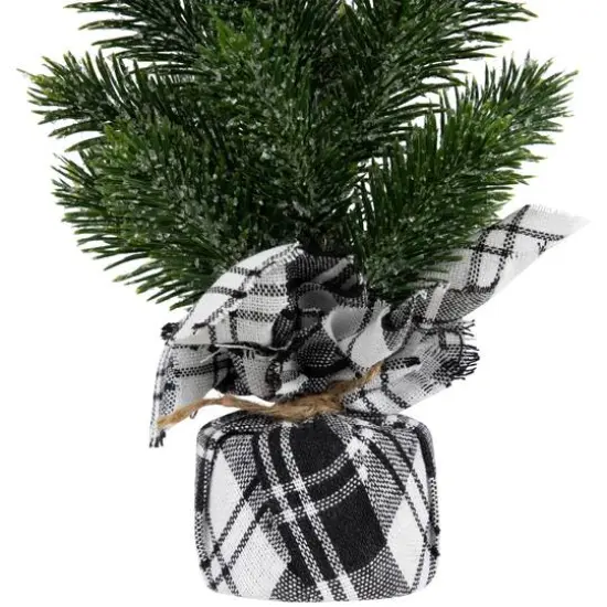 10" Unlit Iced Pine Artificial Christmas Tree Set {6}