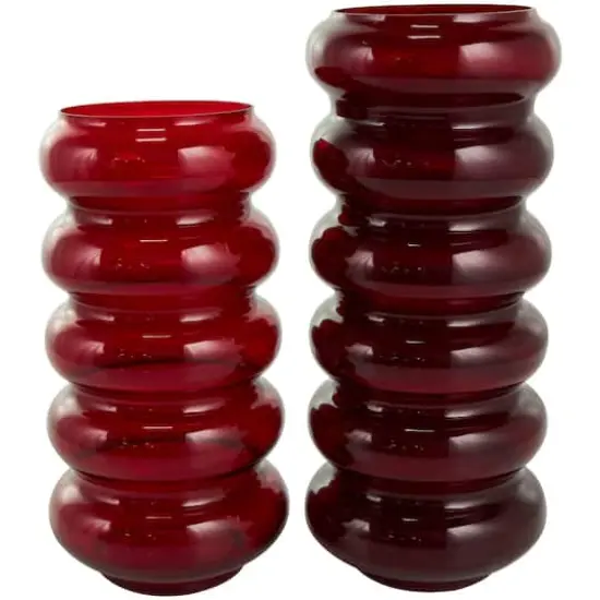 Red Glass Bubble Vase Set {1}