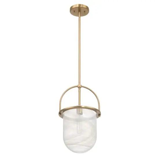 Hello Honey&reg; Beatrice Gold & White Mid-Century Modern Handmade Marbleized Glass & Metal Ceiling Light {1}