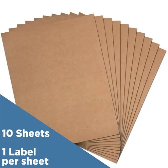 JAM Paper Shipping Labels, 8.5" x 11" Brown Kraft {4}