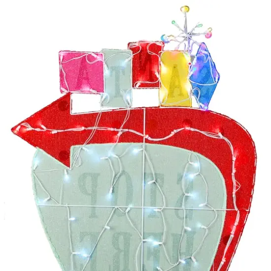 4ft. 2D Vintage Vegas Santa Stop Here Sign with Cool White, Warm White & Red Flowing UL LED Lights {5}