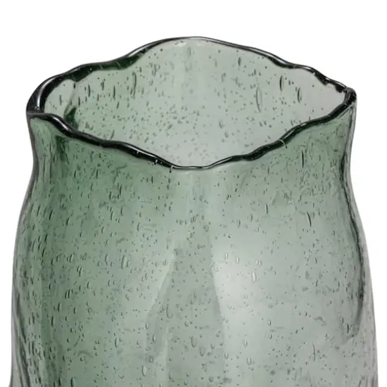 Hello Honey&reg; 10.5" Green Marbled Glass Organic Shaped Vase {5}