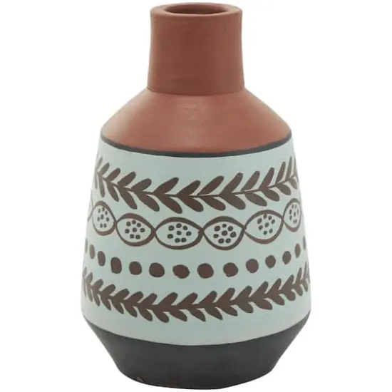 Orange Ceramic Floral Vase Set with 3 Different Patterns & Shapes {7}