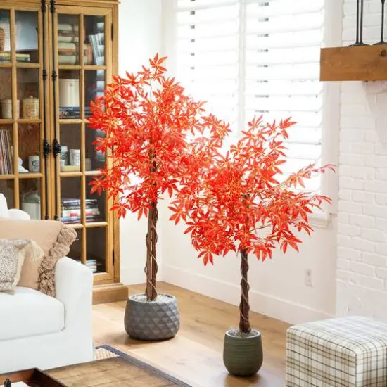5ft. Autumn Vibrant Maple Artificial Fall Tree {7}