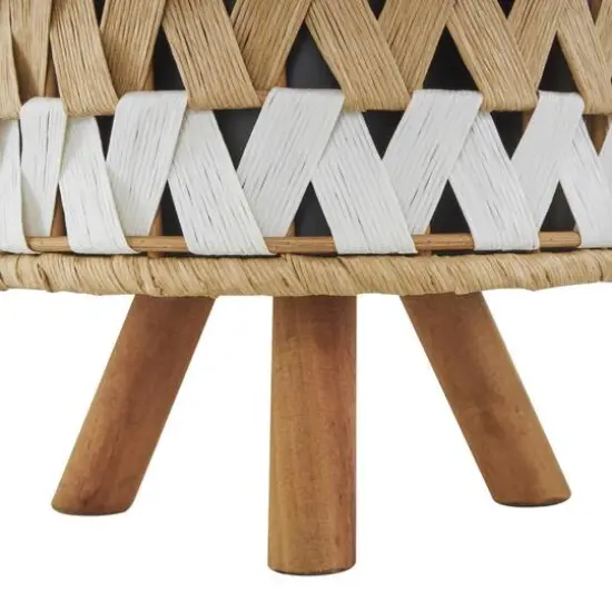 Brown Jute Rope Geometric Woven Chevron Planter Set {6}