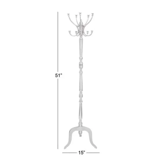 60" Silver Metal Traditional Coat Rack {5}