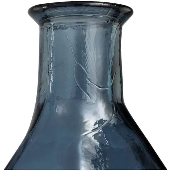 24" Blue Recycled Glass Tall Spanish Bottleneck Vase {4}