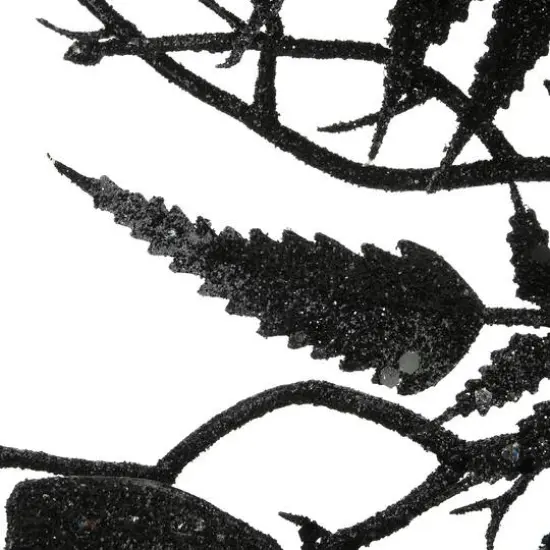 24" Halloween Black Fern & Bats Wreath {7}