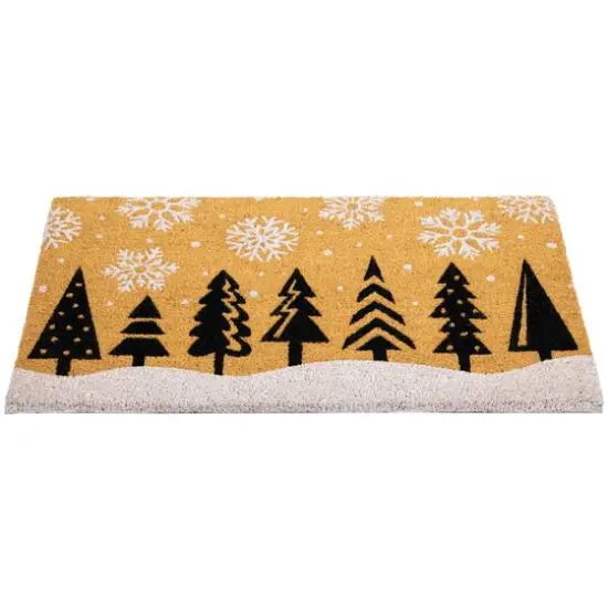 30" Natural Coir Trees & Snowflakes Christmas Doormat {7}