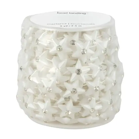 15mm White Plastic & Glass Pearl Star Bead Garland, 5yd. by Bead Landing&trade; {3}
