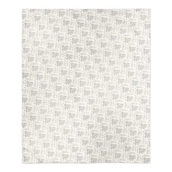 Gray Floral Sherpa Fleece Blanket {1}