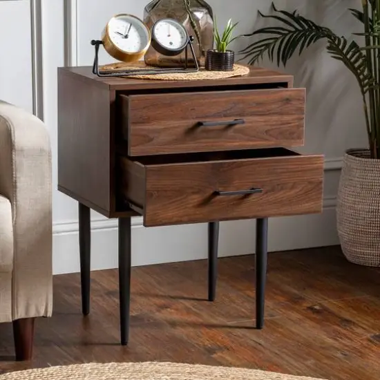 Walker Edison Dark Walnut Modern Nightstand {5}