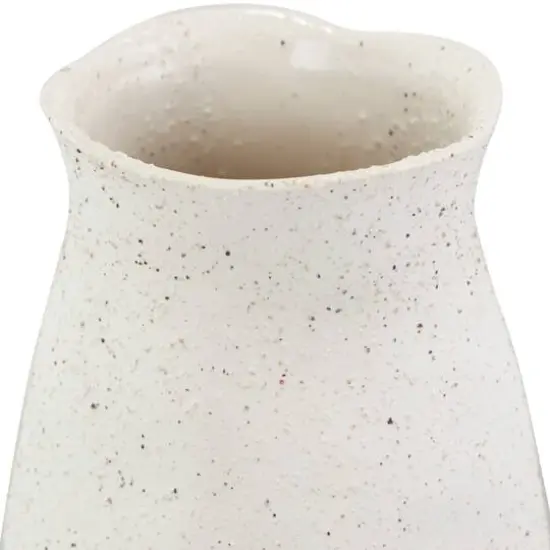 20" Cream Ceramic Abstract Wavy Vase with Textured Speckled Detailing {5}