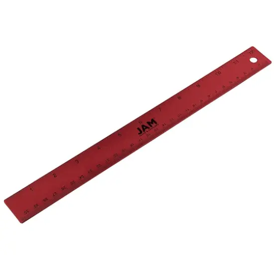 JAM Paper Metallic Stainless Steel Rulers, 12ct. Red {1}