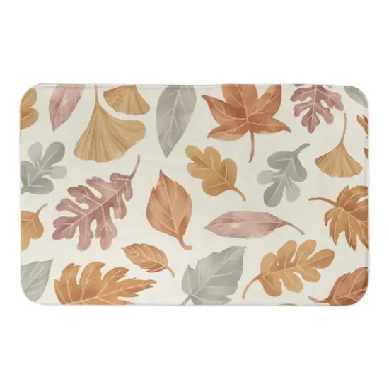 Fall Watercolor Leaves Bath Mat {1}