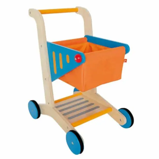 Hape Orange & Blue Wooden Shopping Cart {1}