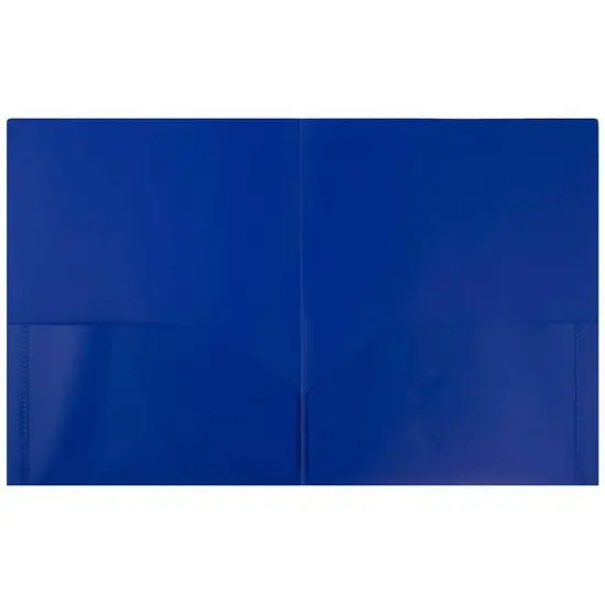 JAM Paper 9.5" x 11.5" Plastic 2-Pocket POP Folder Blue {5}