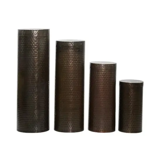 Assorted Brown Metal Industrial Pedestal Table Set {3}