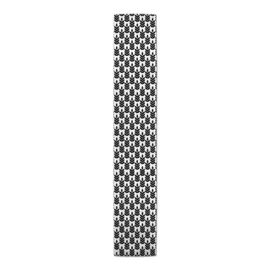 Mid Mod Leaves Indoor/Outdoor Table Runner Black {1}
