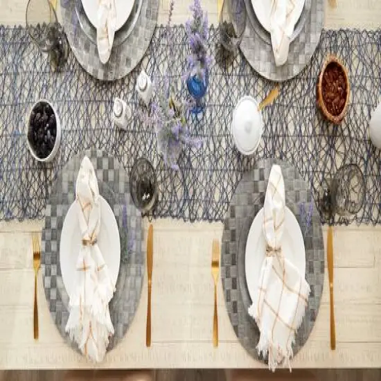 DII&reg; Reversible Round Basket Weave Woven Placemats, 4ct. Gray {8}