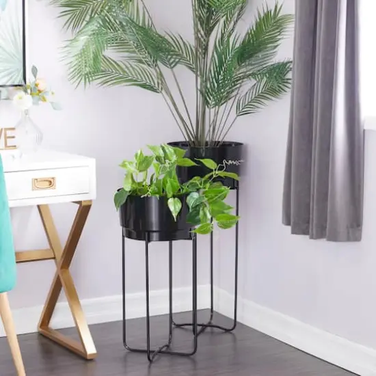 CosmoLiving by Cosmopolitan Contemporary Planter Stand Set Black {3}