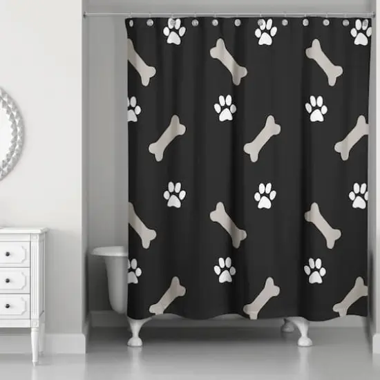 Bones & Paws Shower Curtain Black {1}
