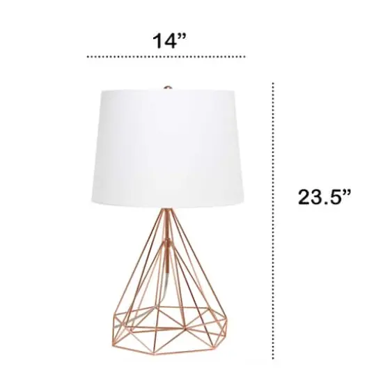 Lalia Home 23.5" Geometric Wired Table Lamp with Fabric Shade Rose Gold {4}
