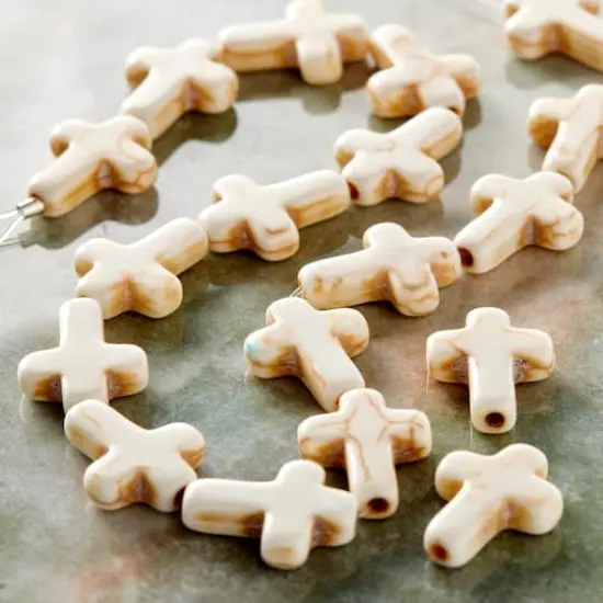 White Stone Cross Beads, 15mm by Bead Landing&trade; {3}