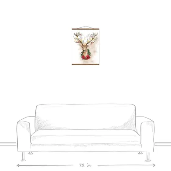 Watercolor Holiday Deer Teak Hanging Canvas {4}