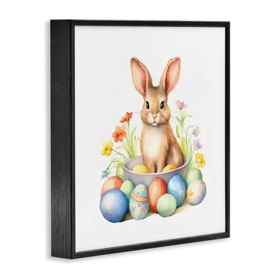 Stupell Industries Easter Bunny & Eggs Framed Giclee Art Black {4}
